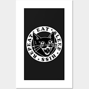 Eat Sleep Hiss Repeat Funny design for cat lovers Posters and Art